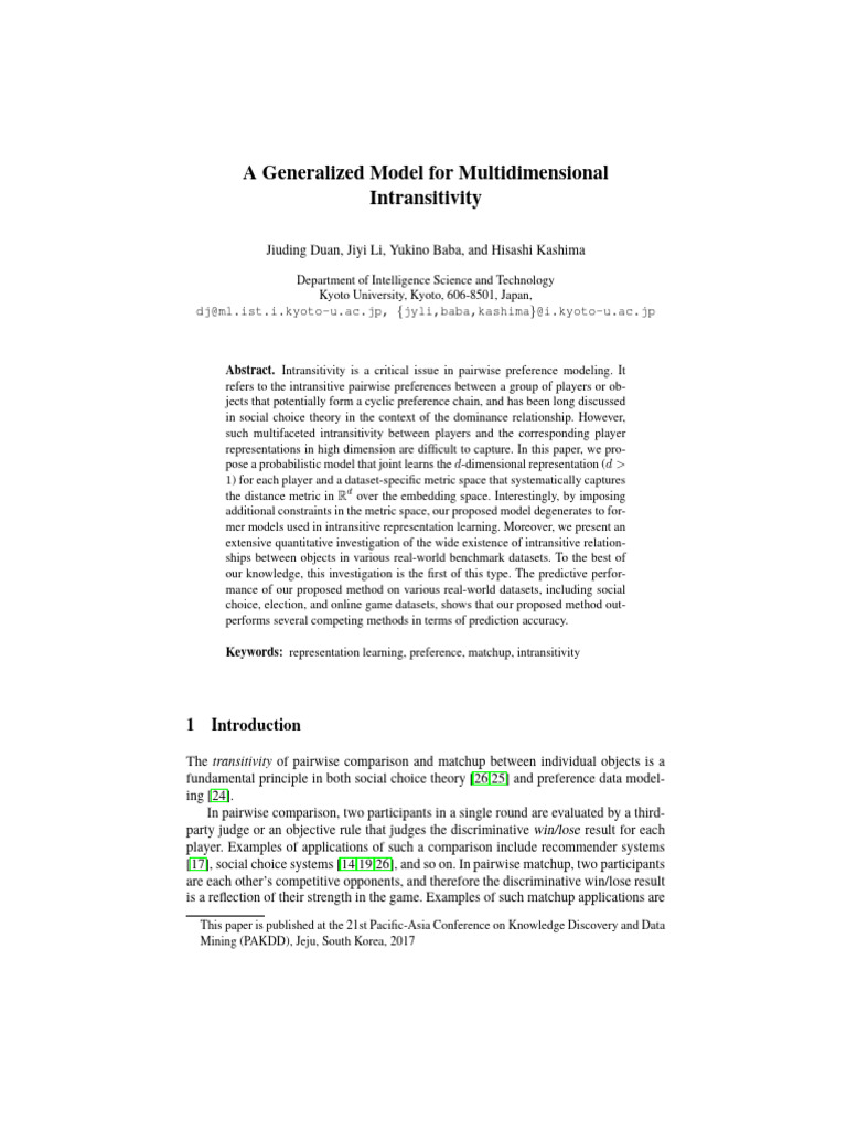 A Generalized Model For Multidimensional Intransitivity: DJ@ML - Ist.i ...