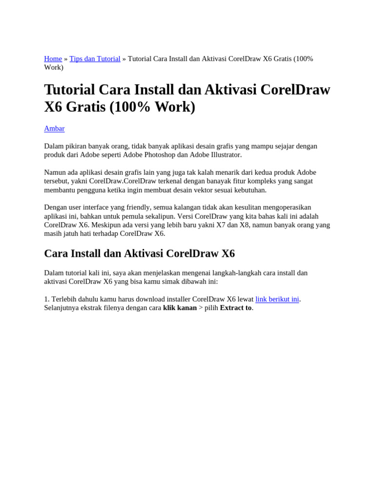 Cara Aktivasi Dan Install Corel x6 | PDF