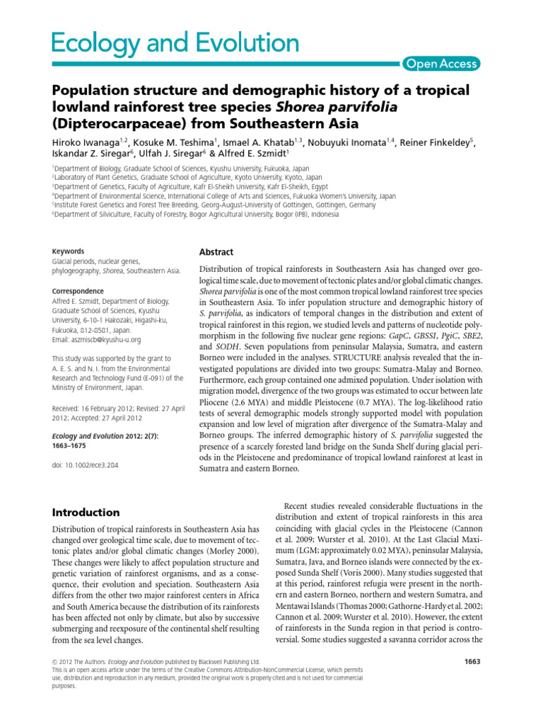 Population Structure and Demographic History of A Tropical Lowland ...