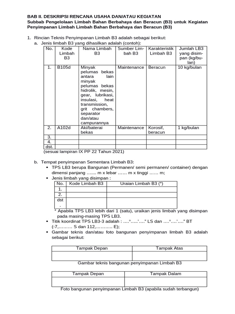 Template Informasi PLB3 Untuk Penyimpanan Dalam Dokling | PDF