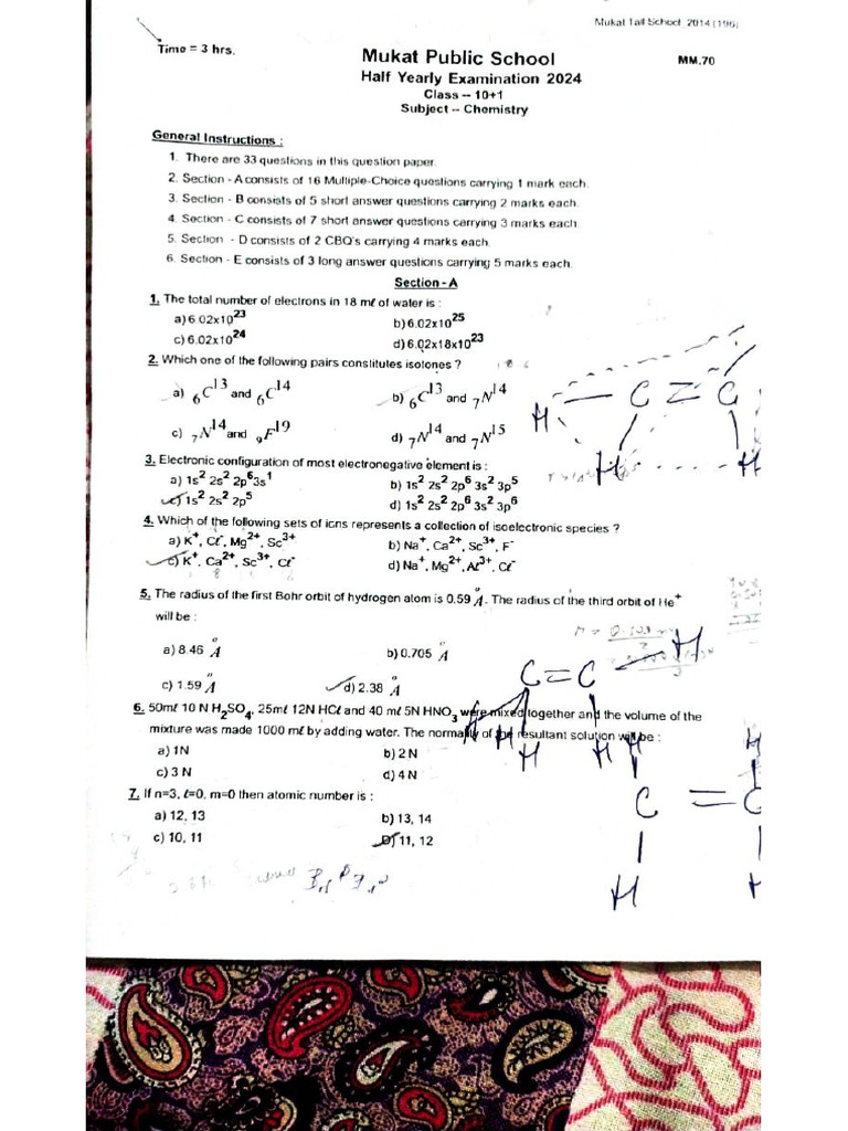 Chemistry Mid Term 2024-25 | PDF