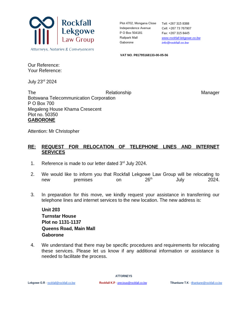 BTC-Relocation of Services | PDF