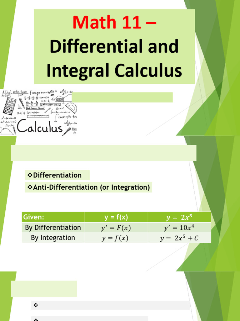 Math 11 Introduction To Integral Calculus and Basic Integration ...