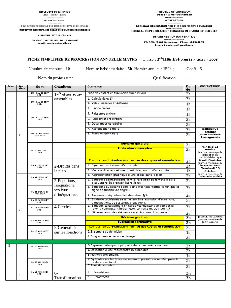 Progression B 2nd IH & ESF | PDF