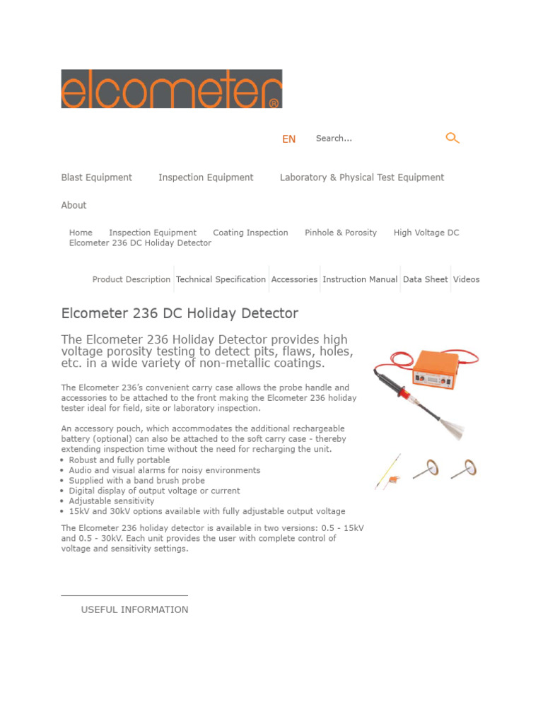 Elcometer 236 DC Holiday Detector | PDF