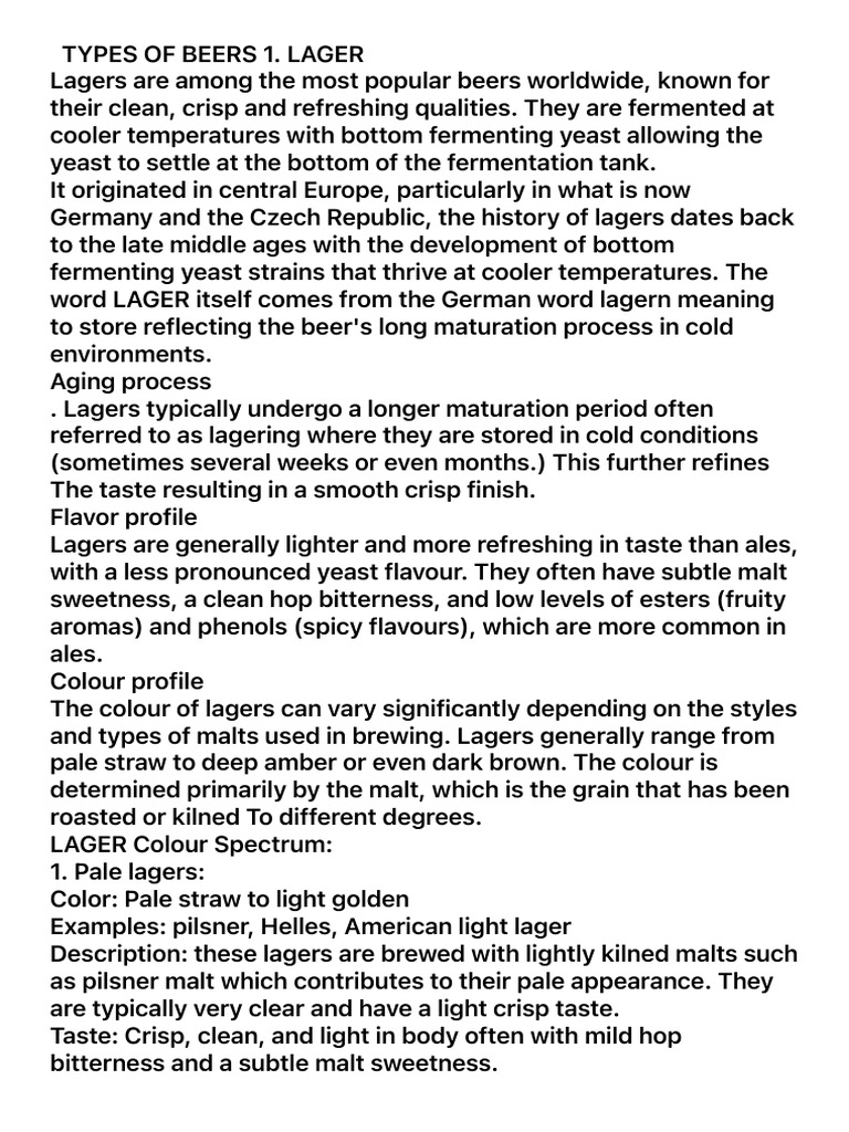 Types and Varieties of Beer Explained | PDF | Beer | Ale