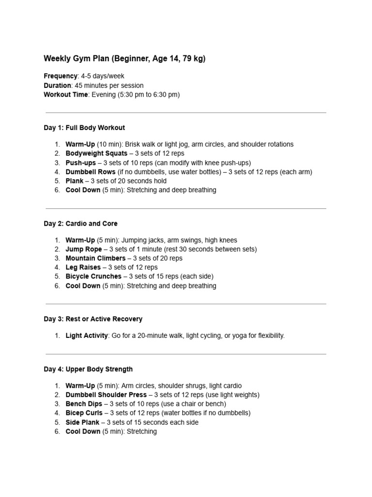 Workout Plan Abhyang | PDF | Wellness