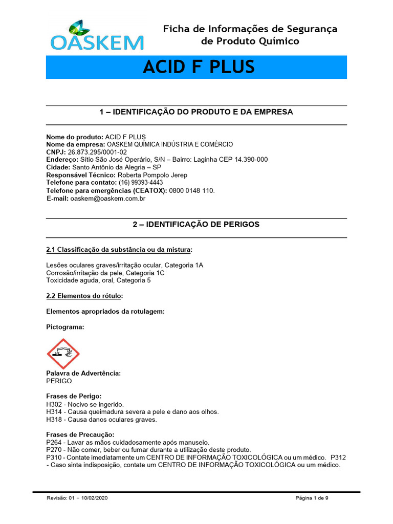 ACID F PLUS Fispq | PDF