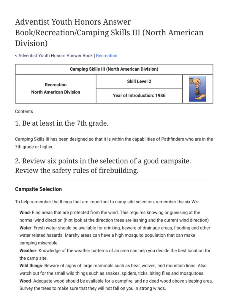 Camping Skills III Honor Guide | PDF