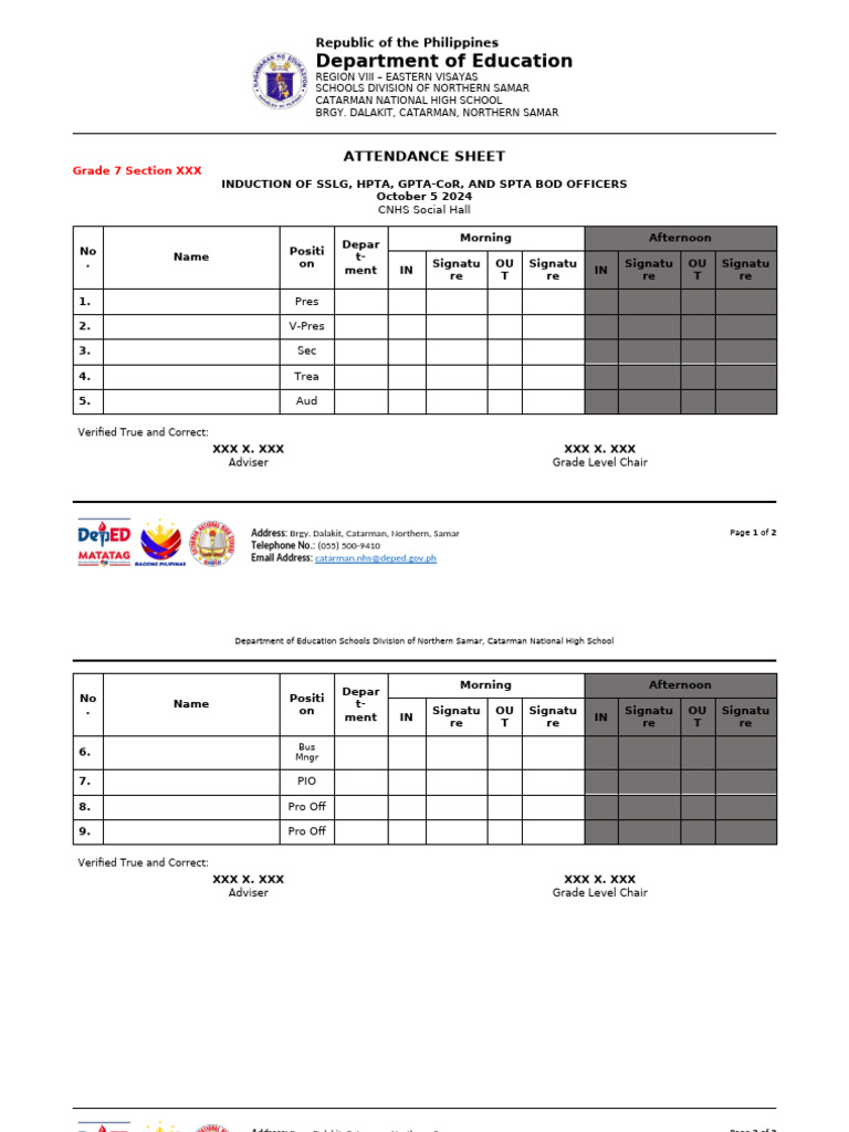 Hpta Attendance Pdf