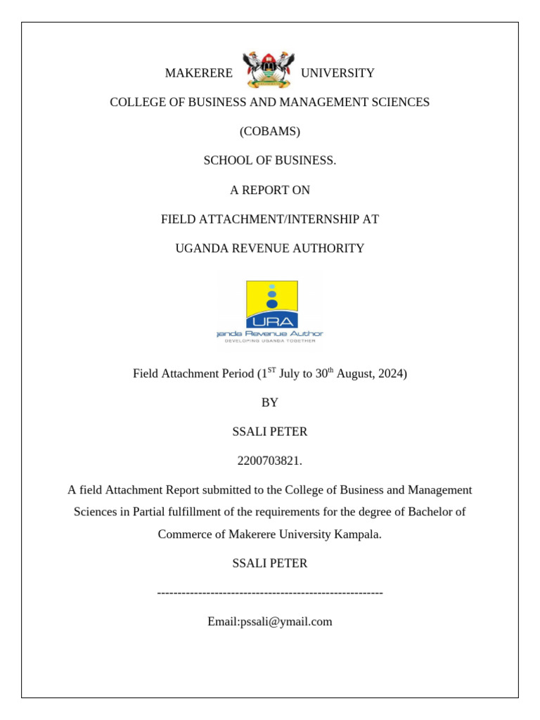URA Internship Report: Insights & Challenges | PDF | Taxes | Business