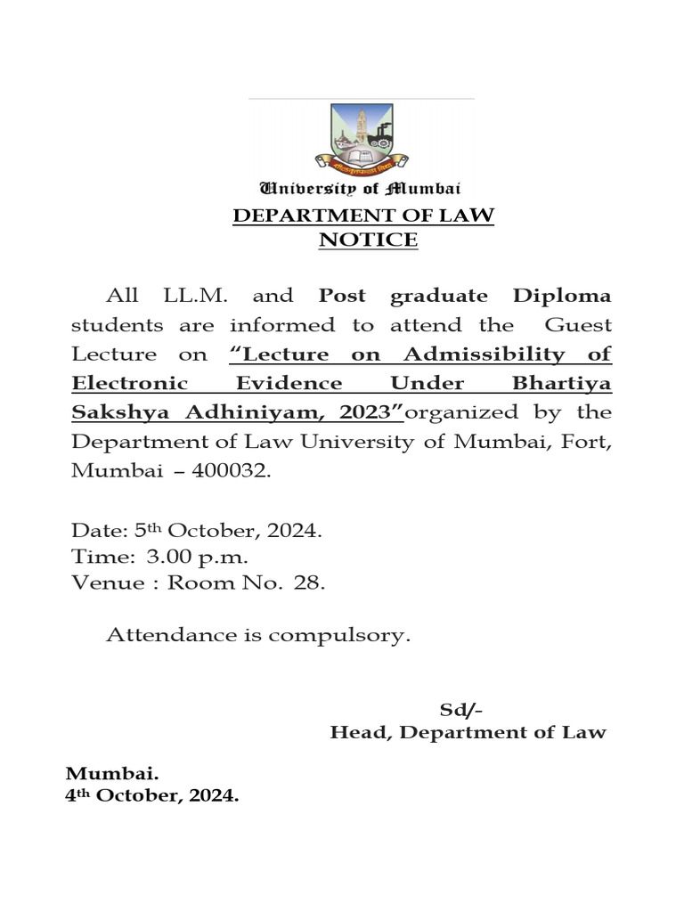 NOTICE - All Students - Attend The Guest Lecture On 05.10.2024 | PDF