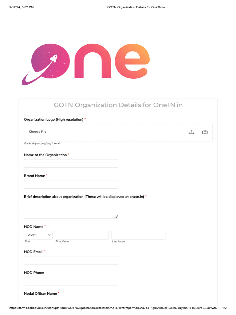 GOTN Organization Details For OneTN - in | PDF