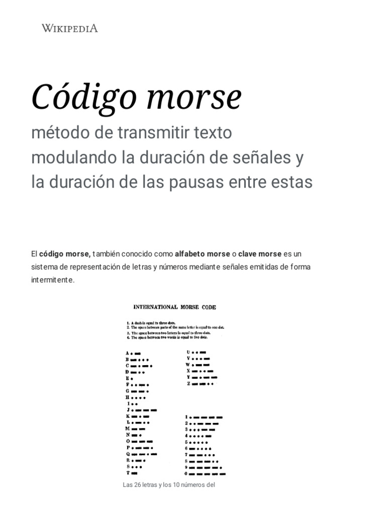 Código Morse - Wikipedia, La Enciclopedia Libre | PDF