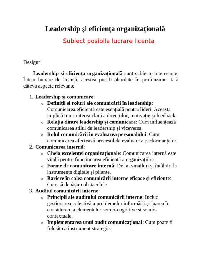 Structura Lucrare Licenta | PDF