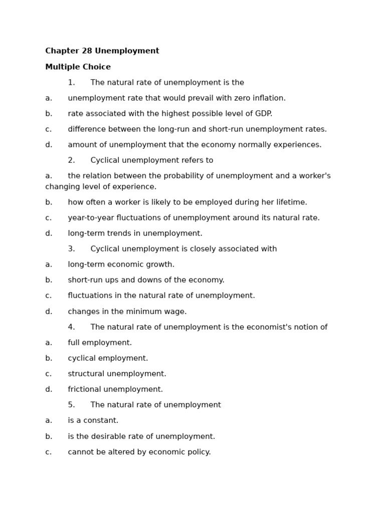 Chapter 28 Unemployment | PDF