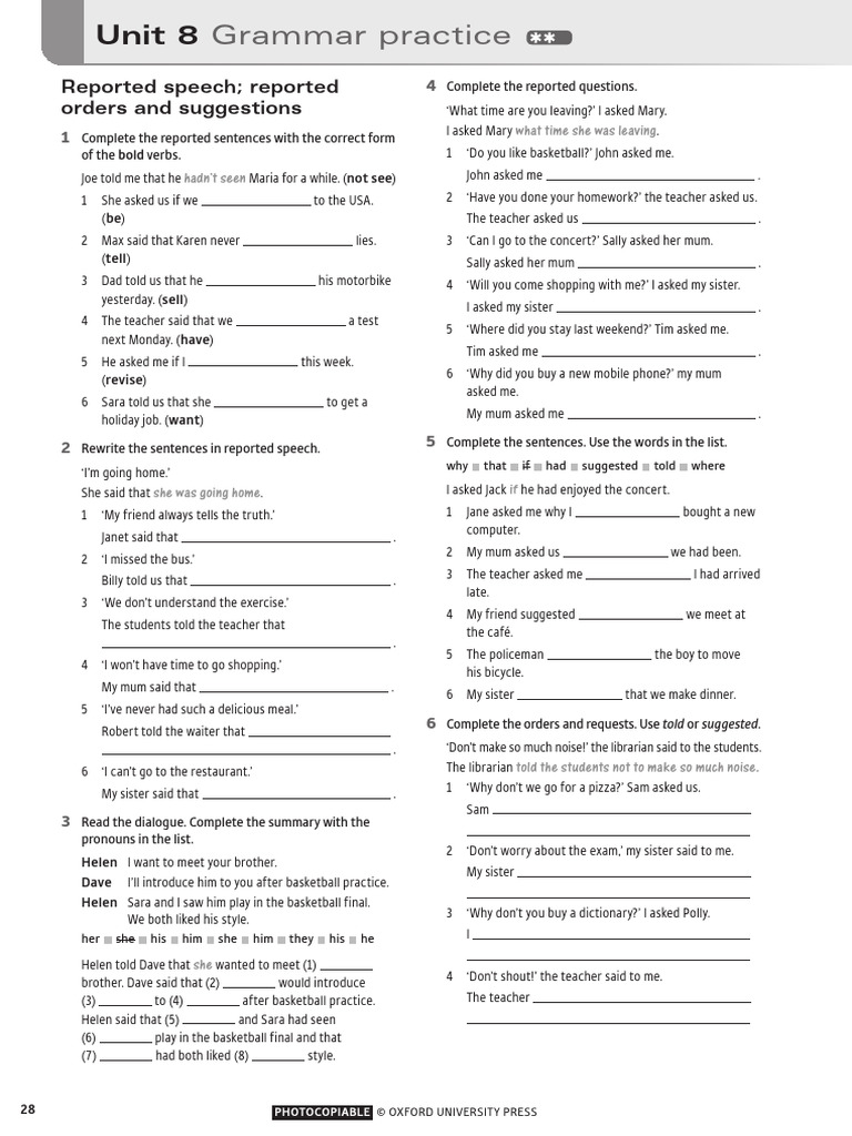 Grammar Unit 8 2star | PDF