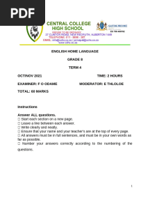 Grade 8 Term 4 Eng HL 2021