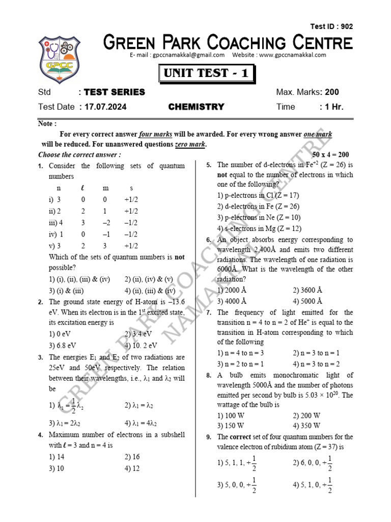 TS Un1 Che Spect QP | PDF