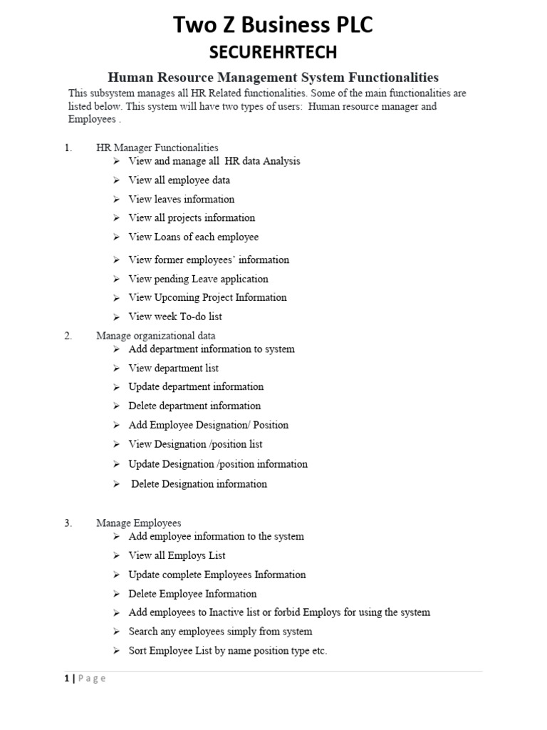 SecureHRTech: Comprehensive HR Management System Features | PDF ...