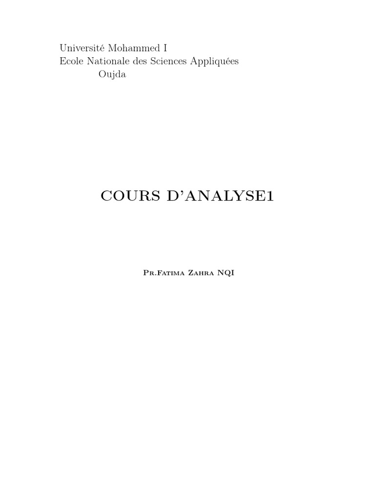 Cours Analyse1 - Chap1 | PDF