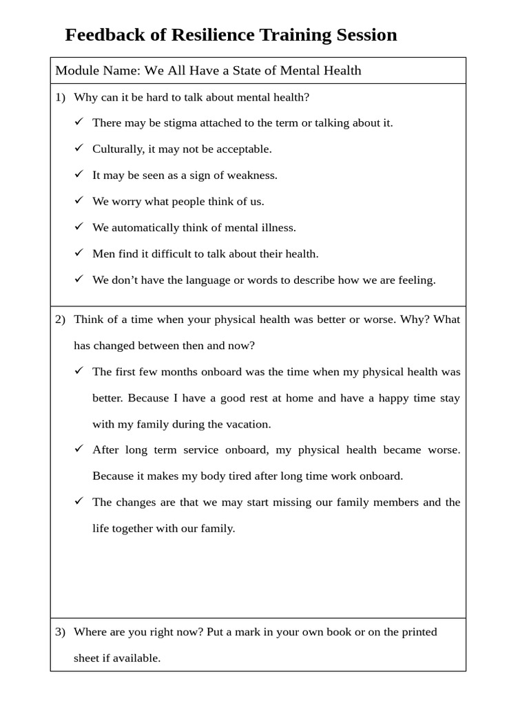 Resilience-We All Have A State of Mental Health | PDF