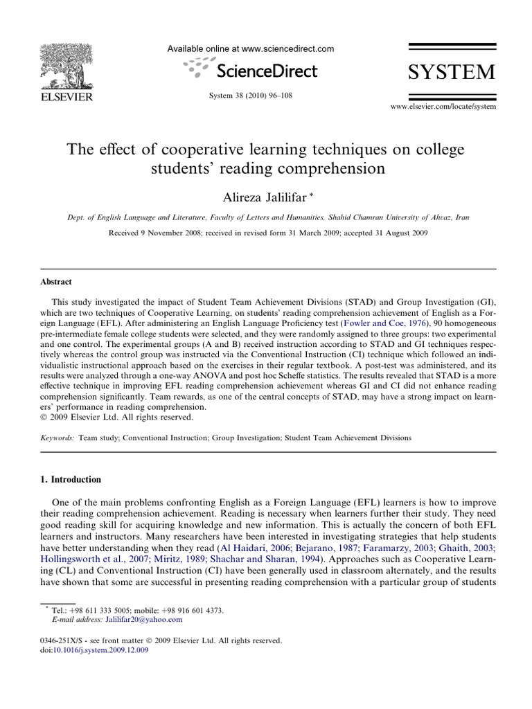 The Effect of Cooperative Learning Techn | PDF