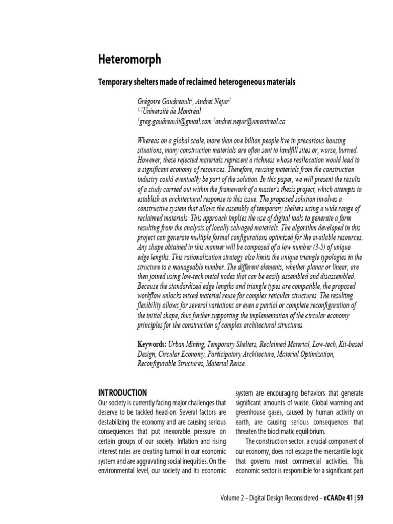 (2023) (232) (Ecaade) Heteromorph - Temporary Shelters Made of ...