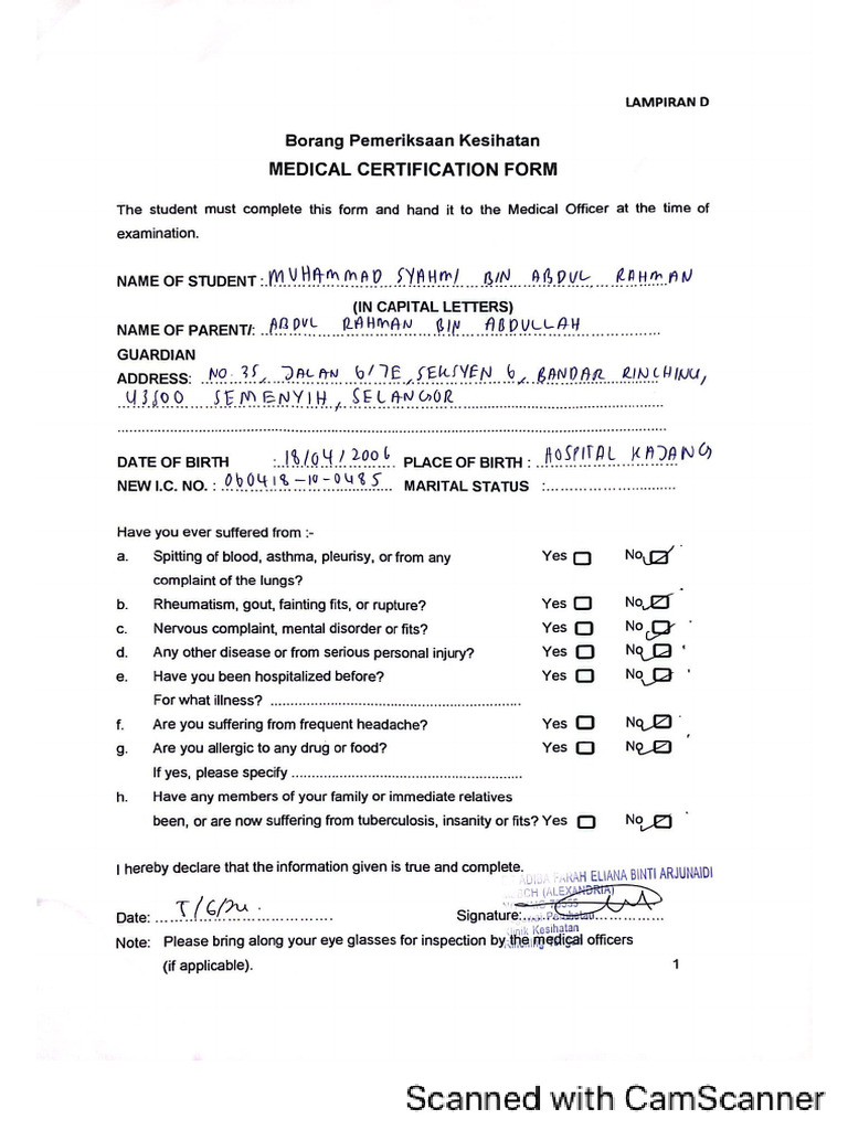 Medical Checkup Syahmi Pdf Pdf