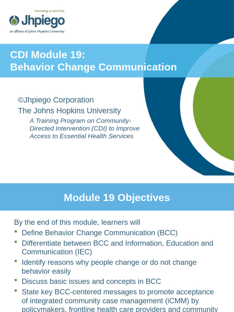 CDIModule 19 Behavior Change Communication | PDF