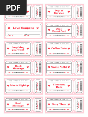 Pink Modern Printable Valentine's Day Tickets Love Coupon