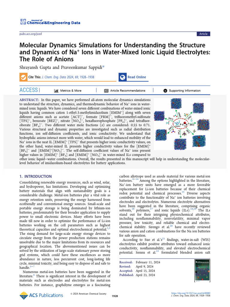 Gupta Sappidi 2024 Molecular Dynamics Simulations For Understanding The ...