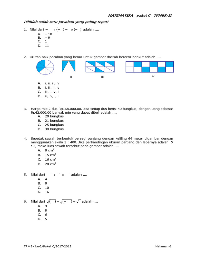 Soal MTK-C Latihan US | PDF