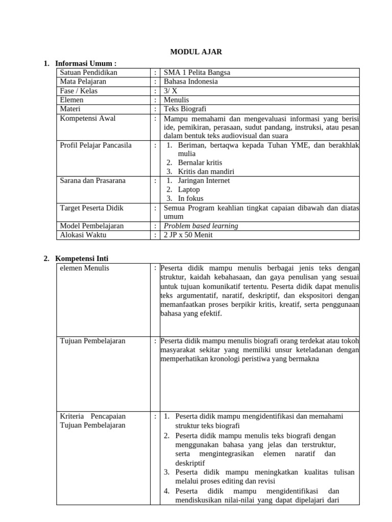Contoh Modul Bahasa Indonesia Pdf