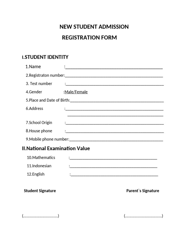 New Student Admission | PDF