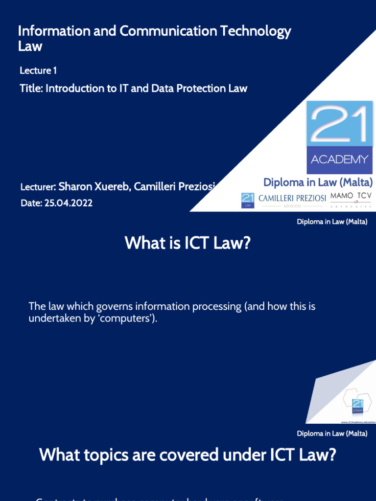 ICT Law Lecture 1 Introduction To ICT Law 20220426 | PDF | Goods ...