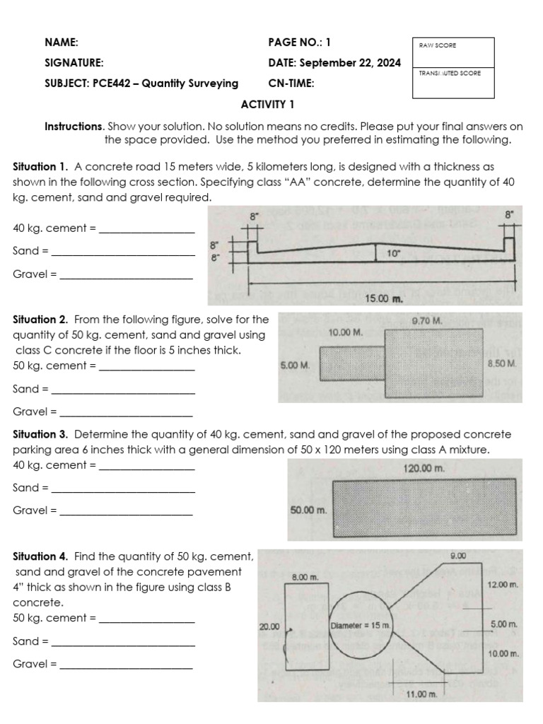 PCE442 QUANTITY SURVEYING DAY 3 Activity 1 2024 2025 | PDF