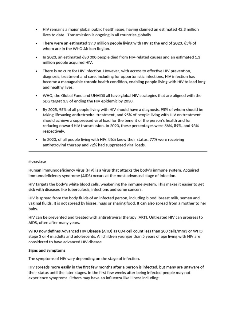 HIV Remains A Major Global Public Health Issue | PDF