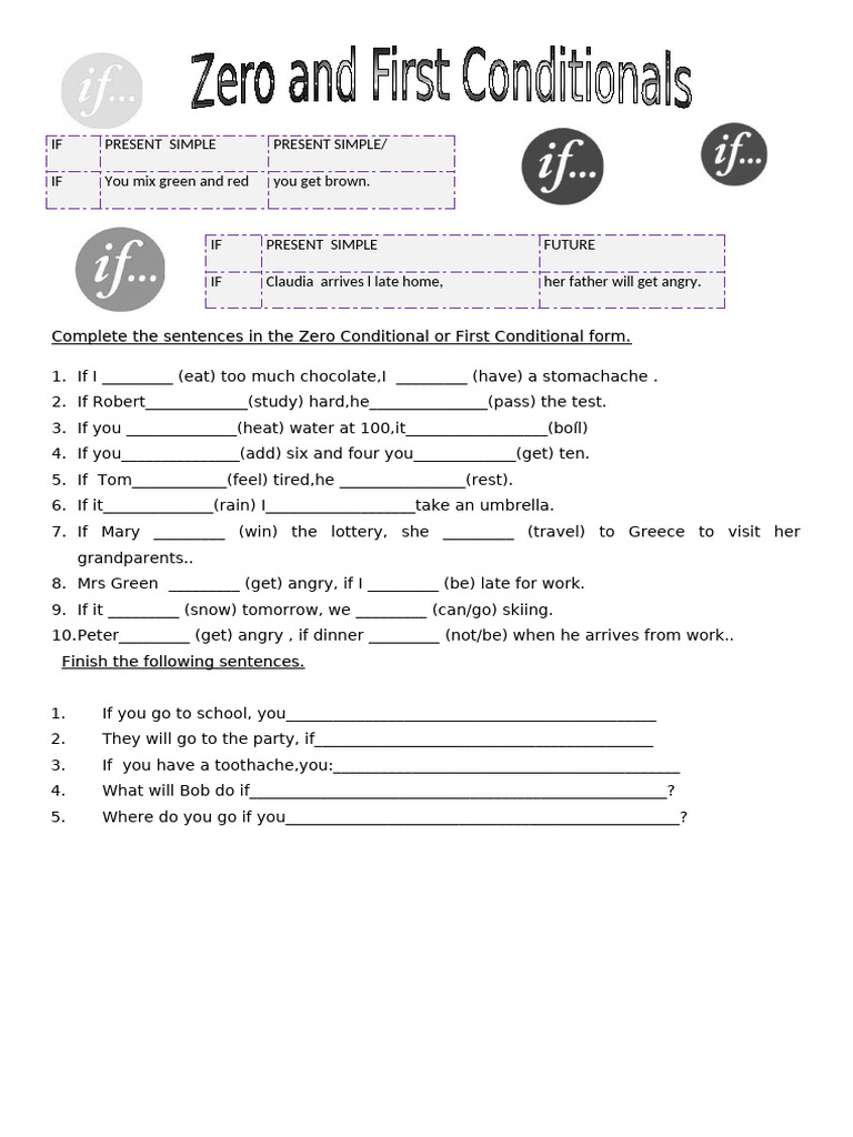 Zero First Condionals Tests 74894 | PDF