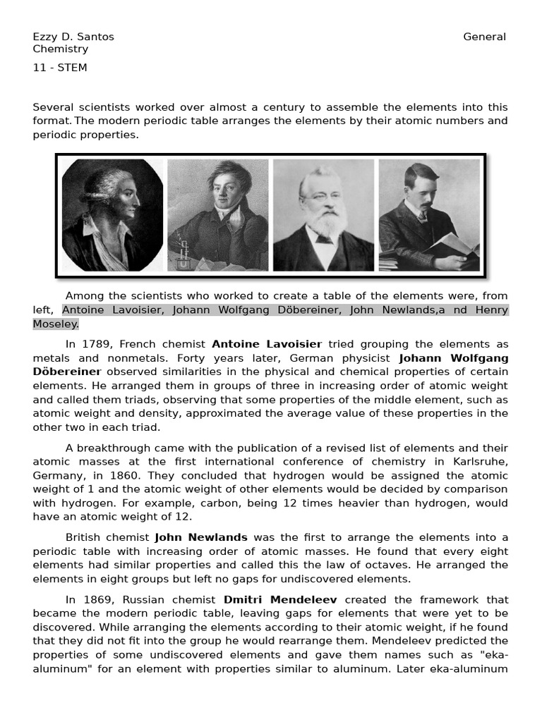History of the Periodic Table Development | PDF | Chemical Elements ...