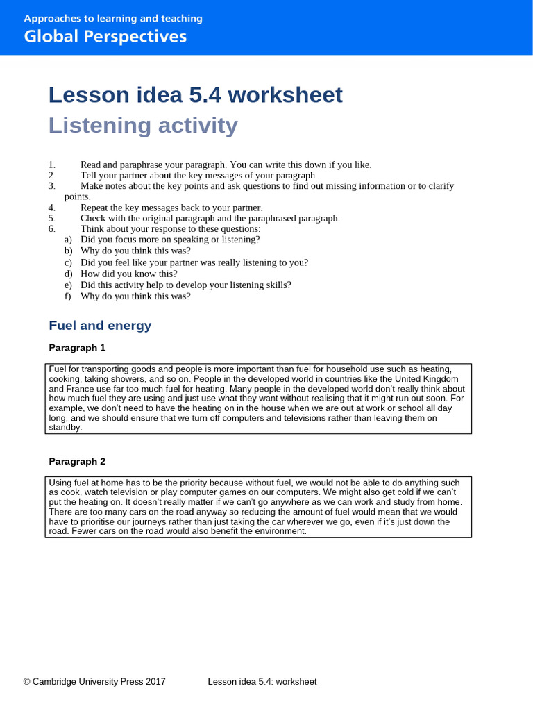 GP Lesson Idea 5.4 Worksheet | PDF
