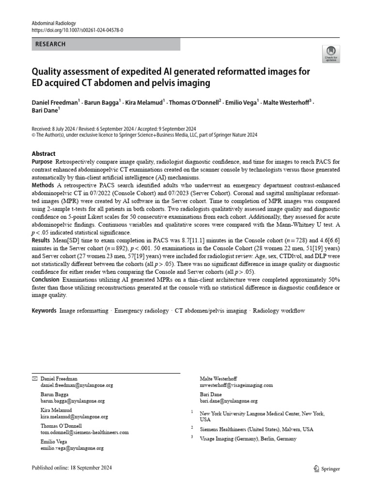 Quality Assessment of Expedited AI Generated Reformatted Images For ED ...
