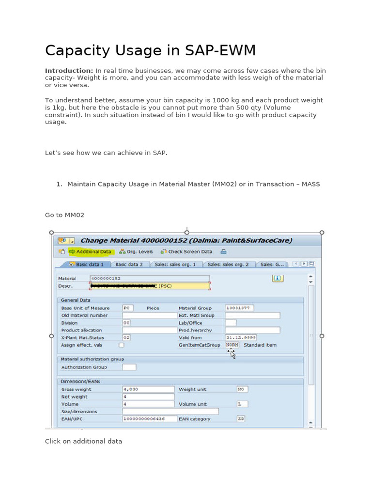 Capacity Usage in SAP EWM | PDF
