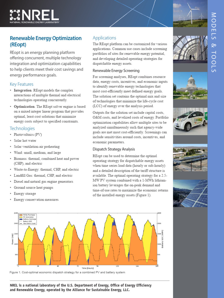 Renewable Energy Optimization (Reopt) : Applications | PDF