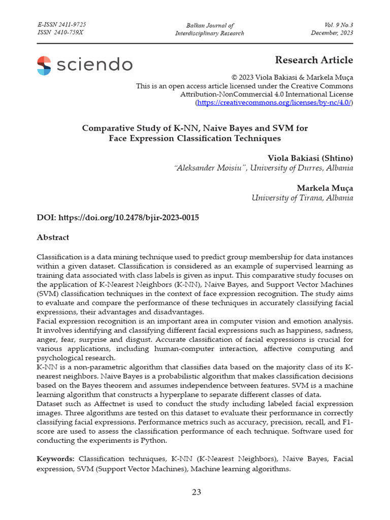 Comparative Study of K-NN Naive Bayes and SVM For | PDF