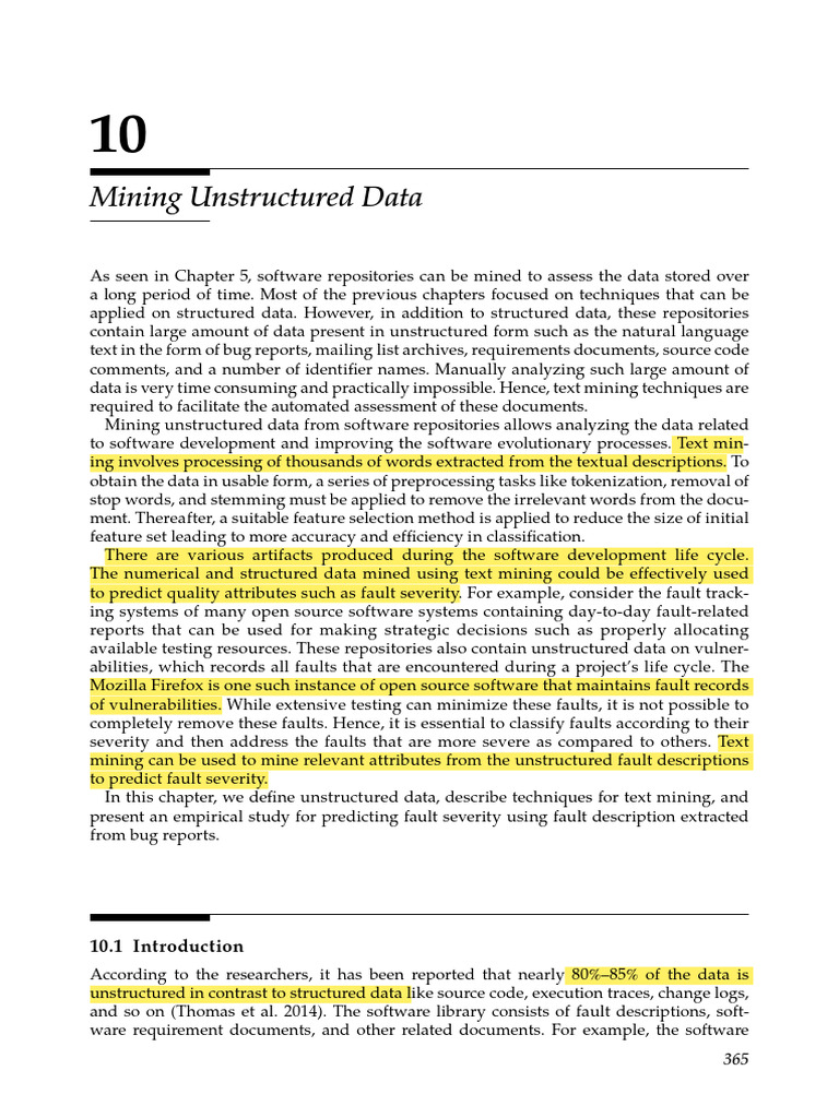 Chapter 10 Mining Unstructured Data | PDF
