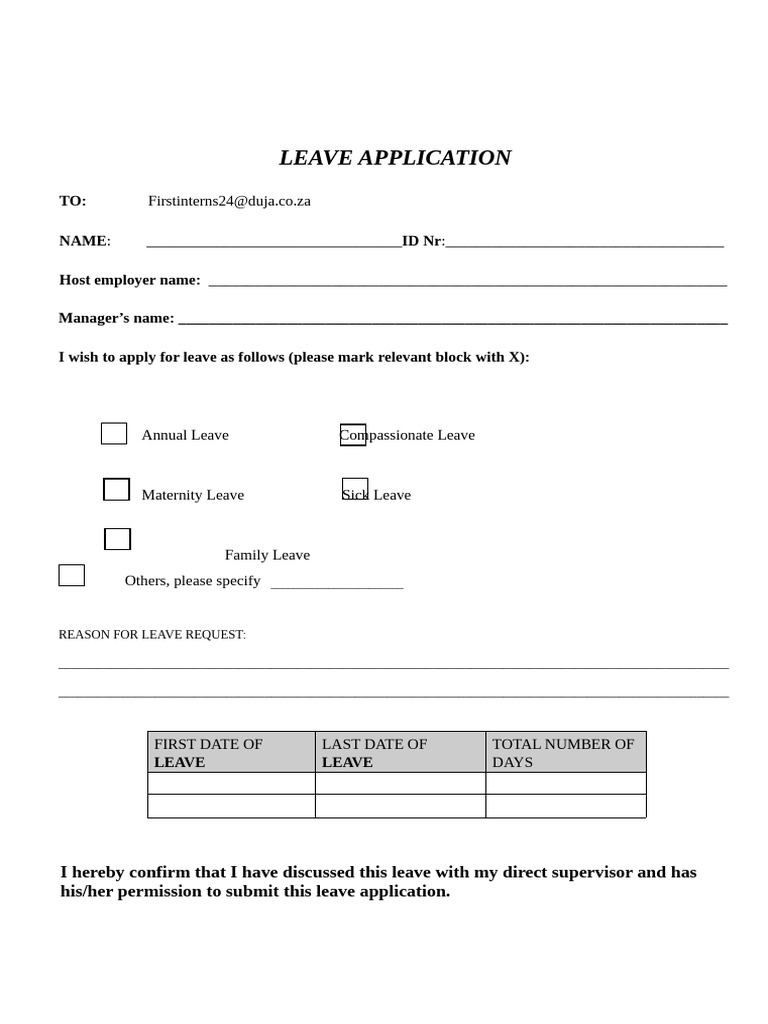 Leave Application Forms | PDF