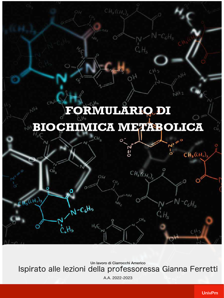 Formulario Biochimica Metabolica | PDF