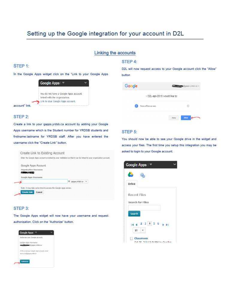 Setting Up The Google Integration For Your Account in D2L PDF(01)