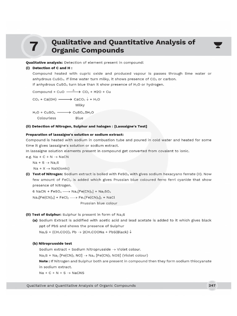 Qualitative and Quantitative Analysis of Organic Compounds | PDF